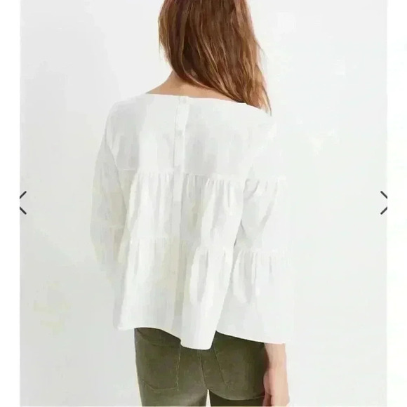 Madewell Tiered Button-Back Cream Blouse Women's XXS - Picture 4 of 11